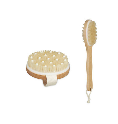 relaxdays Massagebürsten-Set braun Holz