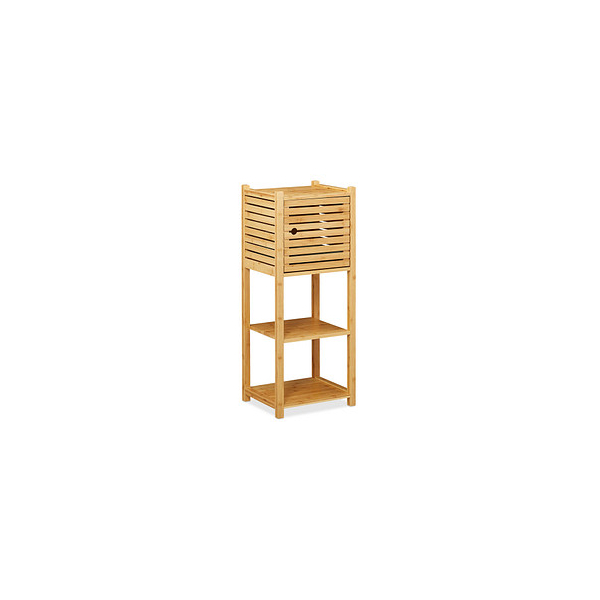 4052025288310 - Badregal aus Bambus 3 Ablagen & 1 Fach mit Tür Bad & Küche schmales Badmöbel hbt 875 x 35 x 29 cm natur - Relaxdays 4052025288310 - Badregal aus Bambus 3 Ablagen & 1 Fach mit Tür Bad & Küche schmales Badmöbel hbt 875 x 35 x 29 cm natur - Relaxdays