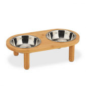 relaxdays Futterstation Hunde/Katzen braun 34,5 x 18,0 x 9,5 cm