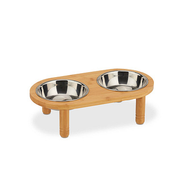 relaxdays Futterstation Hunde/Katzen braun 34,5 x 18,0 x 9,5 cm