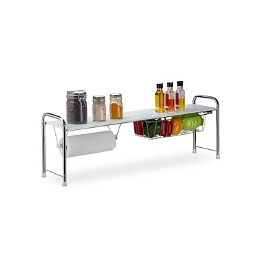 Küchen-Organizer weiß, silber 94,0 x 23,0 x 32,0 cm Küchen-Organizer