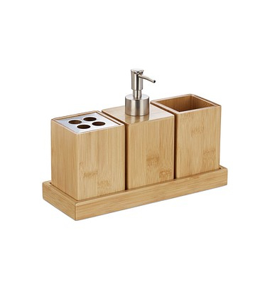relaxdays Badaccessoires-Set braun