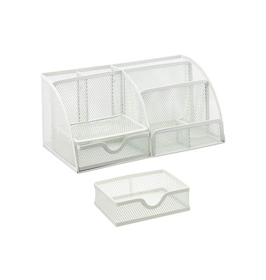relaxdays Schreibtisch-Organizer weiß Metall 6 Fächer 28,0 x 14,0 x 13,0 cm