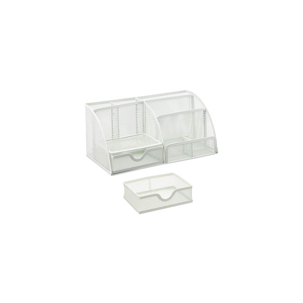 4052025325602 - Schreibtisch Organizer Büro Organizer mit Stiftehalter und Schublade Metall Mesh hbt 13 x 28 x 14 cm weiß - Relaxdays 4052025325602 - Schreibtisch Organizer Büro Organizer mit Stiftehalter und Schublade Metall Mesh hbt 13 x 28 x 14 cm weiß - Relaxdays
