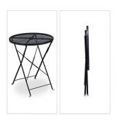relaxdays Gartentisch schwarz rund