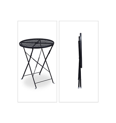 relaxdays Gartentisch schwarz rund