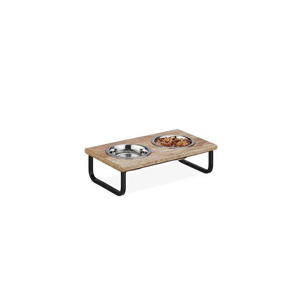 4052025373818 - Relaxdays - Napfständer 2 Näpfe mit Halterung aus Edelstahl stabile Futterstation aus Mangoholz 2x250 ml natur silber 4052025373818 - Relaxdays - Napfständer 2 Näpfe mit Halterung aus Edelstahl stabile Futterstation aus Mangoholz 2x250 ml natur silber