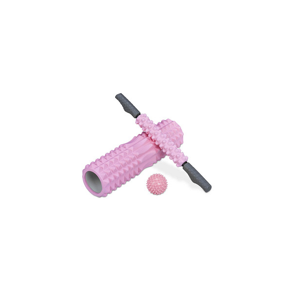 4052025375683 - Relaxdays - Faszienrolle 3er Set Massagerolle Faszienstab Igelball mittelhart mit Noppen Nacken Rücken Beine rosa 4052025375683 - Relaxdays - Faszienrolle 3er Set Massagerolle Faszienstab Igelball mittelhart mit Noppen Nacken Rücken Beine rosa