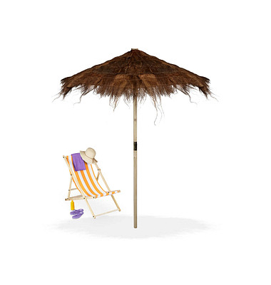 relaxdays Sonnenschirm Hawaii rund braun
