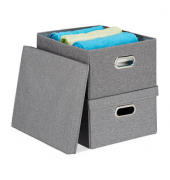 Aufbewahrungsbox 10031603_111, außen 34,5x42x20,5cm, Karton, Polyester grau