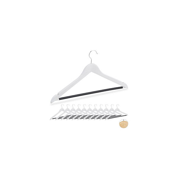 4052025908591 - Relaxdays - Kleiderbügel 12er Set für Oberteile Hosen & Röcke Kerben gummierter Hosensteg stabil Holz Bügel weiß 4052025908591 - Relaxdays - Kleiderbügel 12er Set für Oberteile Hosen & Röcke Kerben gummierter Hosensteg stabil Holz Bügel weiß