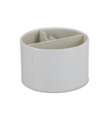 relaxdays Stiftehalter creme Lederimitat 3 Fächer 16,0 x 16,0 x 11,5 cm