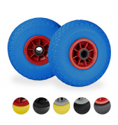 relaxdays Sackkarrenräder luftbereift blau, rot Kunststoff Felgen, Achse 2,5 cm