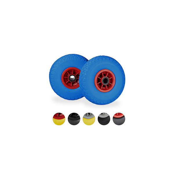 4052025913731 - Sackkarrenrad 2er Set pannensichere 300-4 Vollgummireifen 25mm Achse bis 80 kg 260x85 mm blau-rot - Relaxdays 4052025913731 - Sackkarrenrad 2er Set pannensichere 300-4 Vollgummireifen 25mm Achse bis 80 kg 260x85 mm blau-rot - Relaxdays