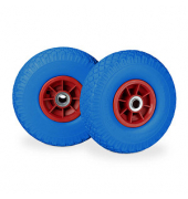 Sackkarrenräder luftbereift blau, rot Vollgummi Felgen, Achse 2,0 cm