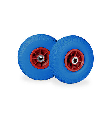 relaxdays Sackkarrenräder luftbereift blau, rot Vollgummi Felgen, Achse 2,0 cm