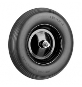 Schubkarrenrad Vollgummi schwarz Stahl Felgen, Achse 2,0 cm