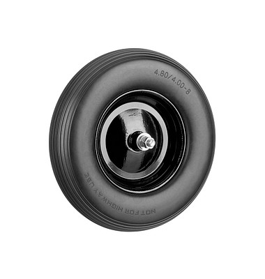 relaxdays Schubkarrenrad Vollgummi schwarz Stahl Felgen, Achse 2,0 cm