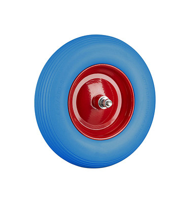 relaxdays Schubkarrenrad Vollgummi blau Stahl Felgen, Achse 2,0 cm