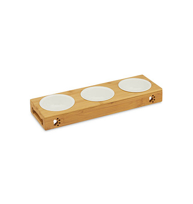 relaxdays Futterstation Hunde/Katzen braun 44,5 x 14,0 x 5,5 cm