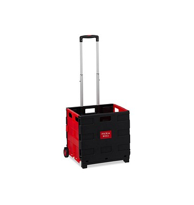Einkaufstrolley 10027691_47, bis 35kg, 60 Liter, außen 46x37x39cm, Kunststoff, Aluminium, Gummi, schwarz/rot
