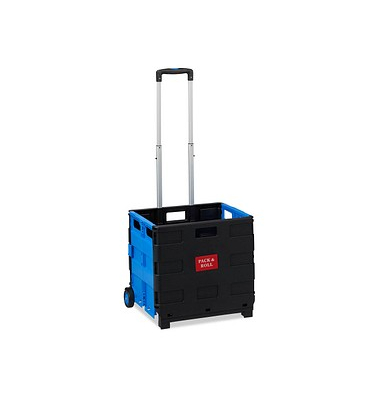 Einkaufstrolley 10027691_45, bis 35kg, 60 Liter, außen 46x37x39cm, Kunststoff, Aluminium, Gummi, schwarz/blau
