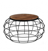 Couchtisch, 36cm (H), 67x67cm (BxT), rund, braun / schwarz