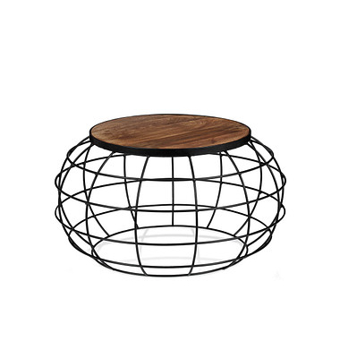 Couchtisch, 36cm (H), 67x67cm (BxT), rund, braun / schwarz
