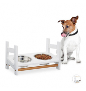 relaxdays Futterstation Hunde/Katzen weiß 42,0 x 22,0 x 20,0 cm