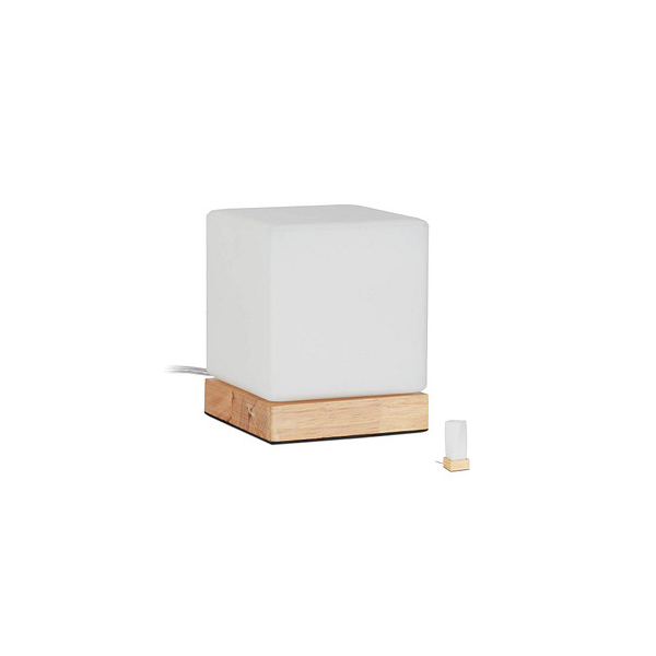 4052025923891 - Tischlampe Würfel Wohn- & Schlafzimmer Holz & Milchglas E14 Nachttischlampe 15 x 12 x 12 cm weiß natur - Relaxdays 4052025923891 - Tischlampe Würfel Wohn- & Schlafzimmer Holz & Milchglas E14 Nachttischlampe 15 x 12 x 12 cm weiß natur - Relaxdays