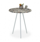 Beistelltisch 10027004_858, 50cm (H), 41x41cm (BxT), rund, silber / weiß