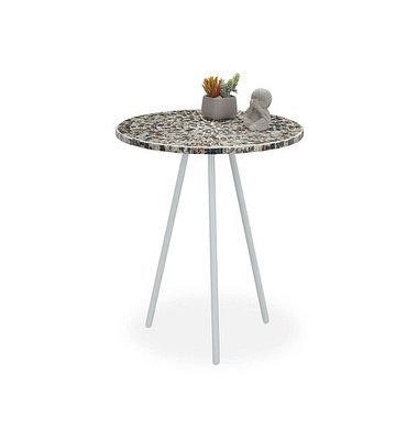 Beistelltisch 10027004_858, 50cm (H), 41x41cm (BxT), rund, silber / weiß