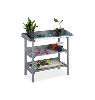 relaxdays Pflanztisch grau 92,0 x 41,0 cm