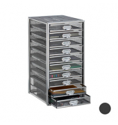 relaxdays Schubladenbox  silber DIN A4 mit 10 Schubladen