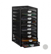 relaxdays Schubladenbox  schwarz DIN A4 mit 10 Schubladen