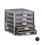 relaxdays Schubladenbox  silber DIN A4 mit 5 Schubladen