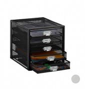 relaxdays Schubladenbox  schwarz DIN A4 mit 5 Schubladen
