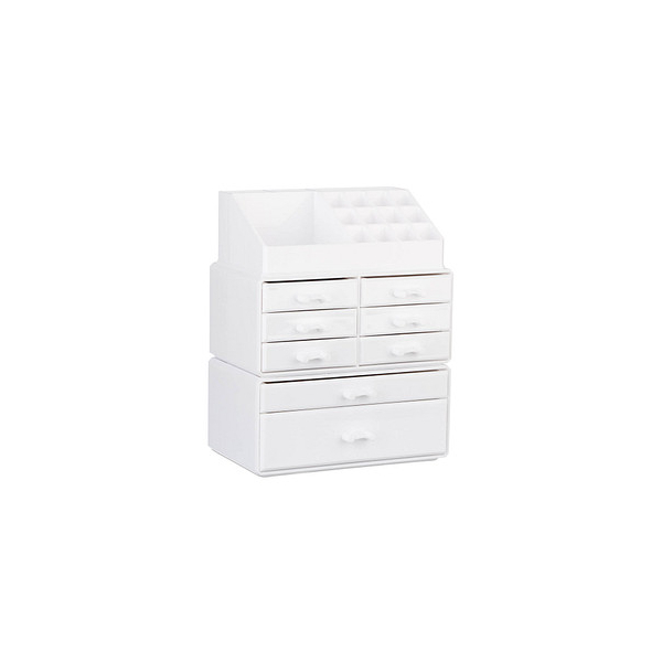 4052025949389 - Relaxdays - Make Up Organizer mit Schubladen stapelbares Kosmetikregal f Schmuck u Make Up Schminkaufbewahrung weiß 4052025949389 - Relaxdays - Make Up Organizer mit Schubladen stapelbares Kosmetikregal f Schmuck u Make Up Schminkaufbewahrung weiß