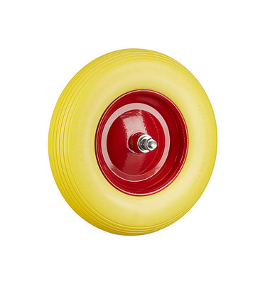 relaxdays Schubkarrenrad Vollgummi gelb Stahl Felgen, Achse 2,0 cm