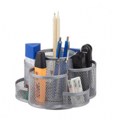 relaxdays Schreibtisch-Organizer silber Metall 7 Fächer 17,5 x 16,5 x 11,0 cm
