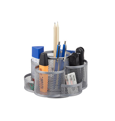 relaxdays Schreibtisch-Organizer silber Metall 7 Fächer 17,5 x 16,5 x 11,0 cm