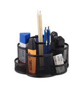 relaxdays Stiftehalter schwarz Metall, lackiert 7 Fächer 17,5 x 16,5 x 11,0 cm