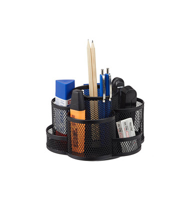relaxdays Stiftehalter schwarz Metall, lackiert 7 Fächer 17,5 x 16,5 x 11,0 cm