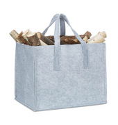 relaxdays Kaminholztasche 50,0 l hellgrau 43,0 x 36,5 x 34,5 cm