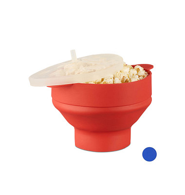 relaxdays Popcornmaker für Mikrowelle 14,5 cm hoch rot