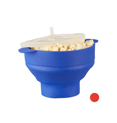 relaxdays Popcornmaker für Mikrowelle 14,5 cm hoch blau