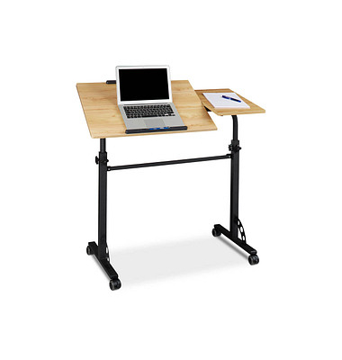 Computertisch 10020807_48, höhenverstellbar 80-110cm (H), 100x50cm (BxT), eiche / schwarz