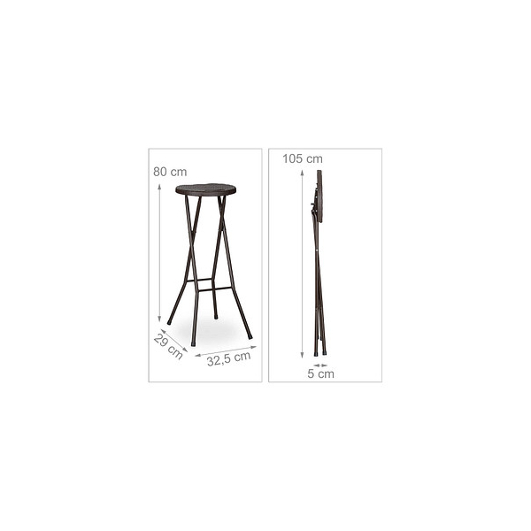 4052025970321 - Barhocker klappbar bastian 2er Set Wetterfest Höhe 80 cm Barstuhl Doppelpack Kunststoff Tresen braun - Relaxdays 4052025970321 - Barhocker klappbar bastian 2er Set Wetterfest Höhe 80 cm Barstuhl Doppelpack Kunststoff Tresen braun - Relaxdays