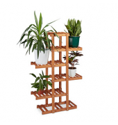 relaxdays Blumenregal Holz hellbraun rechteckig 81,0 x 125,0 cm