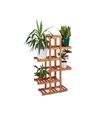 relaxdays Blumenregal Holz hellbraun rechteckig 81,0 x 125,0 cm